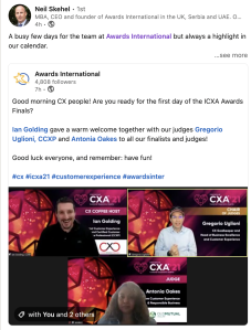 Participation to the Coffee Talk with Ian Golding for the International Customer Experience Awards 2021